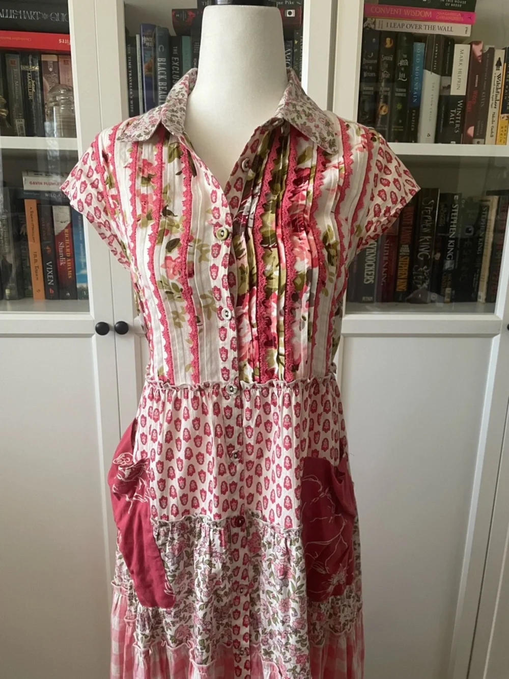 April Cornell Pink Patchwork Tiered Maxi Dress - Picture 2 of 3